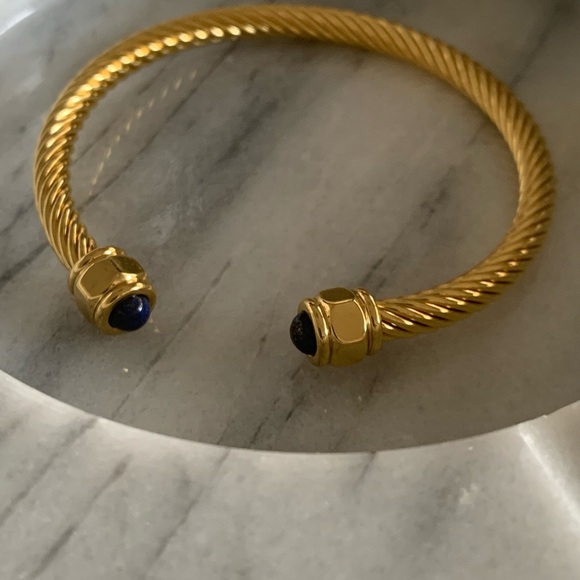 Gold Stainless Steel & Blue Stone  Women's Bracelet - Picture 2 of 3